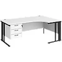 Image of Dams International Right Hand Ergonomic Desk MCM18ERP3KWH 1,800 x 1,200 x 725 mm