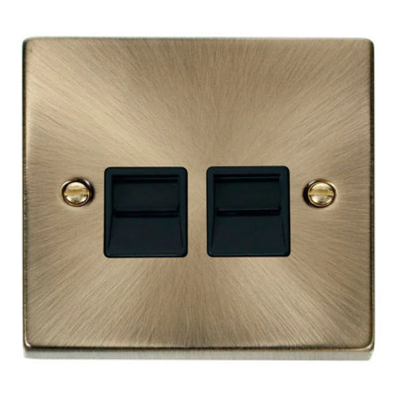 Image of SE Home Antique Brass Master Telephone Twin Socket Gold unisex