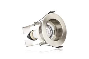 Image of Integral Evofire IP65 Round Satin Nickel 70mm Cutout Recessed Downlight with GU10 Holder & Insulation Guard - ILDLFR70E004