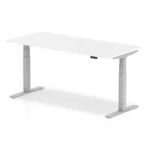 Image of Air 1800 x 800mm Height Adjustable Desk White Top Silver Leg