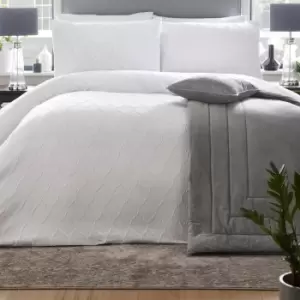 Image of Appletree Boutique Jeneva Geometric Jacquard Duvet Cover Set, White, Double