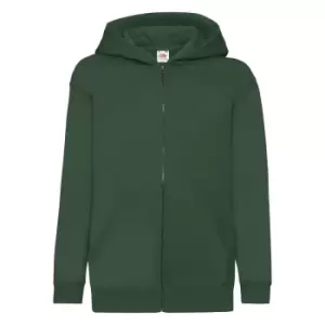 Image of Fruit Of The Loom Childrens/Kids Unisex Hooded Sweatshirt Jacket (5-6) (Bottle Green)
