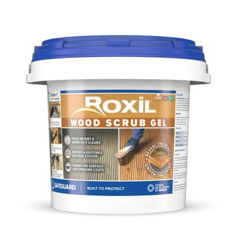 Image of Roxil Wood Scrub Gel (3L) - Oxalic Acid-Based Cleaner And Reviver For Weathered Outdoor Timber, Decking, Fence & Garden Furniture