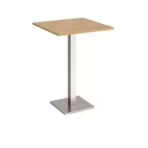 Image of Brescia square poseur table with flat square brushed steel base 800mm
