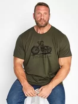 Image of BadRhino USA Motorbike T-Shirt - Khaki, Green, Size 4XL, Men