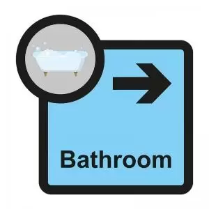 Image of Assisted Living Sign Bathroom arrow right - SA FMX 305 x 310mm