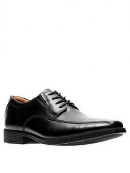 Image of Clarks Tilden Walk Shoes - Black Leather, Size 7, Men