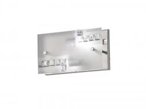 Image of Flush Wall Lamp Switched 2 Light Polished Chrome, Glass, Crystal