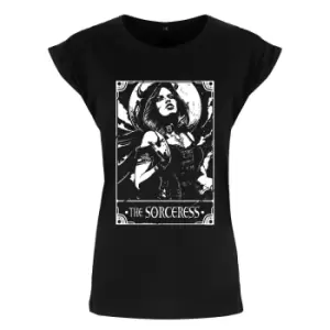 Image of Deadly Tarot Womens/Ladies The Sorceress T-Shirt (S) (Black/White)