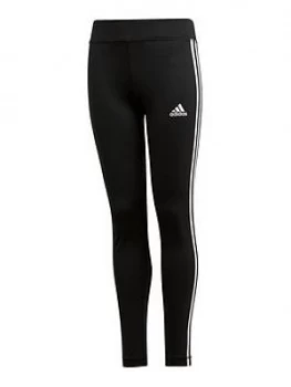 Image of adidas Girls 3 Stripe Leggings, Black, Size 5-6 Years, Women