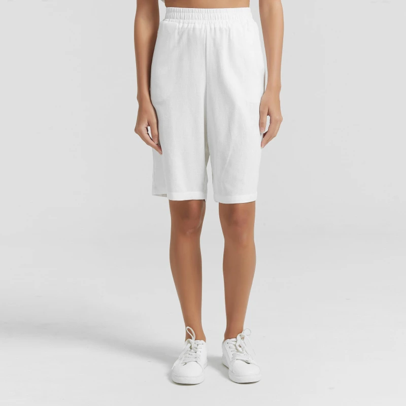 Image of Be You Linen Shorts - White White 8
