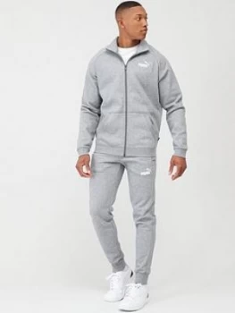 Image of Puma Clean Sweat Tracksuit - Medium Grey Heather, Size S, Men