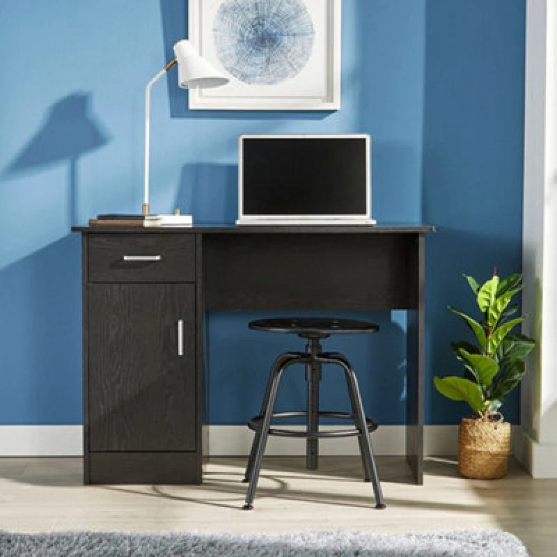 Image of Home Source Tyler 1 Drawer Home Office Computer Storage Desk Black