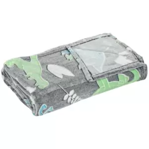 Image of Glow in The Dark Fleece Blanket Double Size 203x152cm Dinosaurs