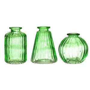 Image of Sass & Belle (Set of 3) Green Glass Bud Vases