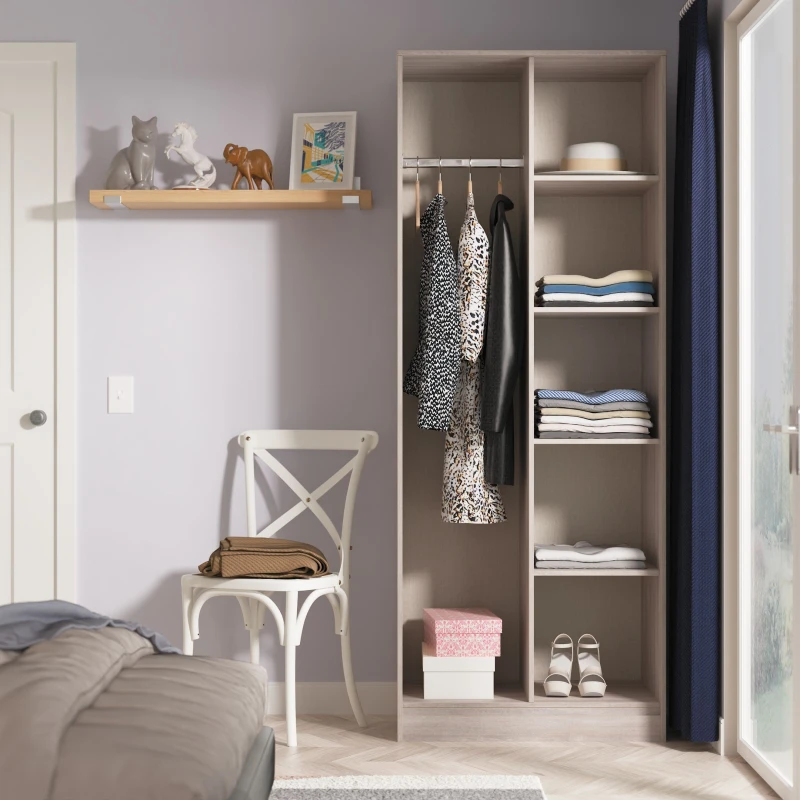 Image of Ready Assembled 2 U Fuji Open Wardrobe (Ready Assembled) in Light Grey Light Grey Unisex