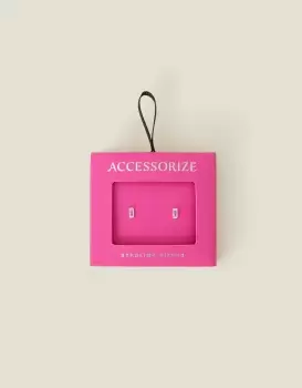 Image of Accessorize Womens Sterling Silver Baguette Studs