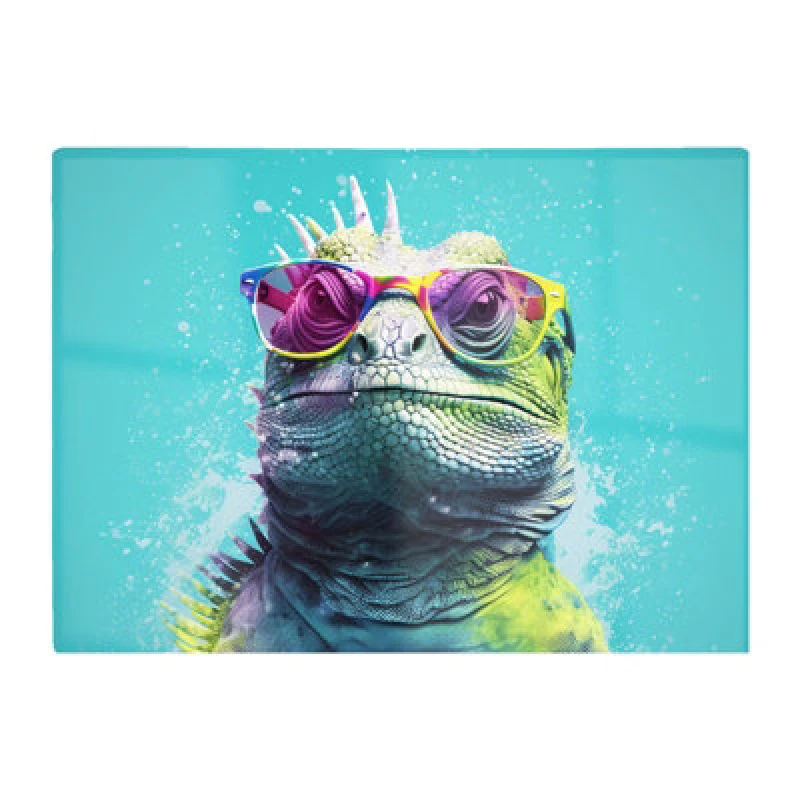 Image of Warren Reed Designer Inquisitive Splashart Iguana Chopping Board
