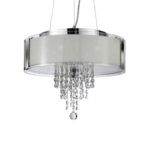 Image of 4 Light Ceiling Pendant Chrome with Glass Crystals, E27