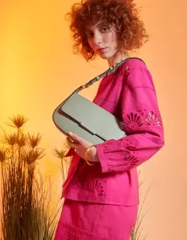 Image of Accessorize Womens Buckle Strap Bar Shoulder Bag Green, Size: 15x27cm