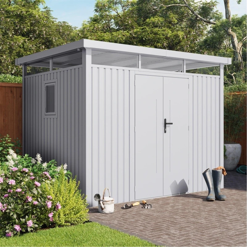 Image of Store More Lotus Titan Pent Metal Shed White unisex 10x8ft