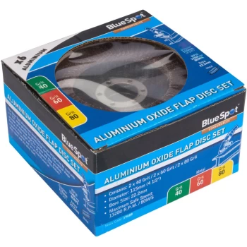 Image of 19688 6 Piece 115mm (4.5') Aluminium Oxide Flap Disc Set - Bluespot