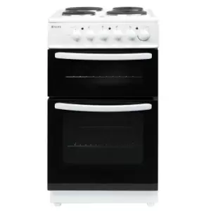 Image of Haden HEST50W 50cm Freestanding Twin Cavity Electric Cooker with Solid Plate Hob - White