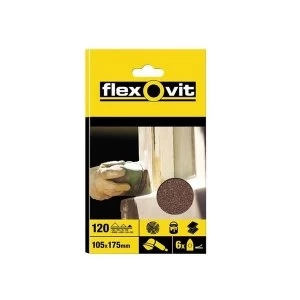 Image of Flexovit Detail Hook & Loop Sanding Sheets 105x175mm Medium 80G (Pack of 6)
