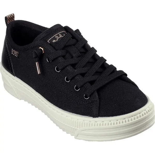 Image of Skechers Womens BOBS Copa Canvas Plastform Trainers UK Size 4 (EU 37) Black SKE2242-BLK-4