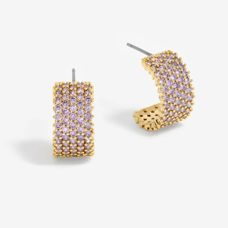 Image of Jon Richard Amethyst Pave Hoop Earrings Jewellery Sets One Size Silver 72159711000