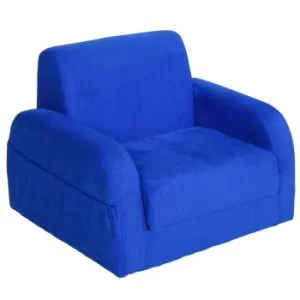 Image of HOMCOM Kids Flannel Upholstered 2-in-1 Armchair Lounger Blue