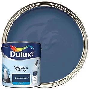 Image of Dulux Walls & Ceilings Sapphire Salute Matt Emulsion Paint 2.5L