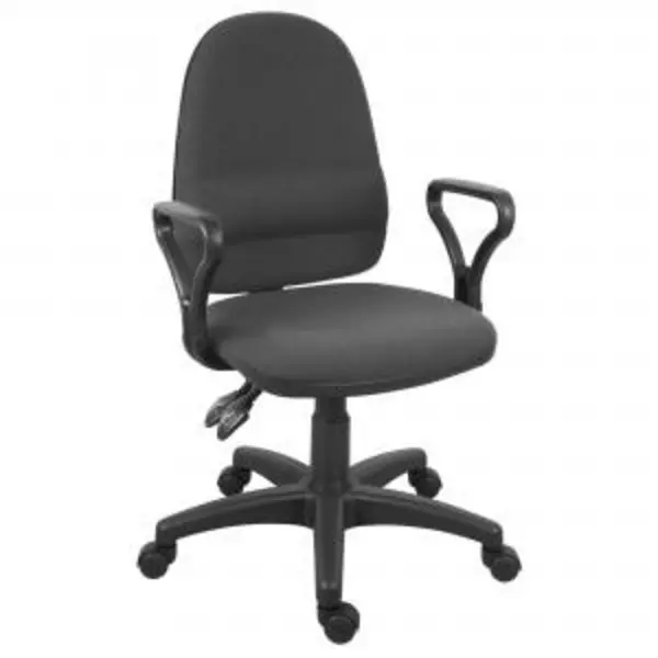 Image of Ergo Twin High Back Fabric Operator Office Chair with Fixed Arms Black EXR13173TK
