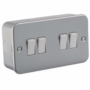 Image of KnightsBridge 10A 4G 2 Way 230V Metal Clad Electric Wall Plate Switch