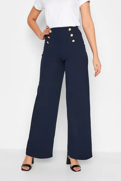 Image of Long Tall Sally Tall Wide Leg Trousers Blue