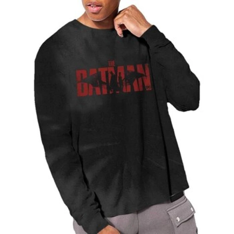 Image of Batman Tie Dye Logo Long-Sleeved T-Shirt Black male