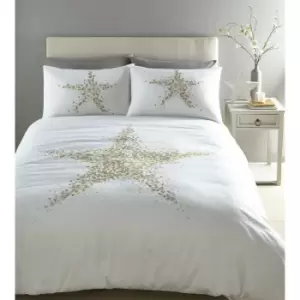 Image of Bedmaker - Star Bright Gold King Size Duvet Cover Set Quilt Cover Bedding - Multicoloured