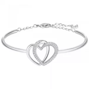 Image of Ladies Swarovski Rhodium Plated Dear Bangle