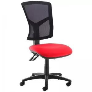 Image of Senza high mesh back operator chair with no arms - Belize Red