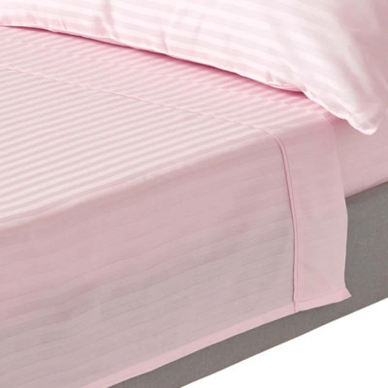 Image of Homescapes Pink Egyptian Cotton Satin Stripe Flat Sheet 330 Tc, King