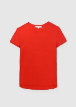 Image of Frame Womens Easy True Linen T Shirt In Red Orange