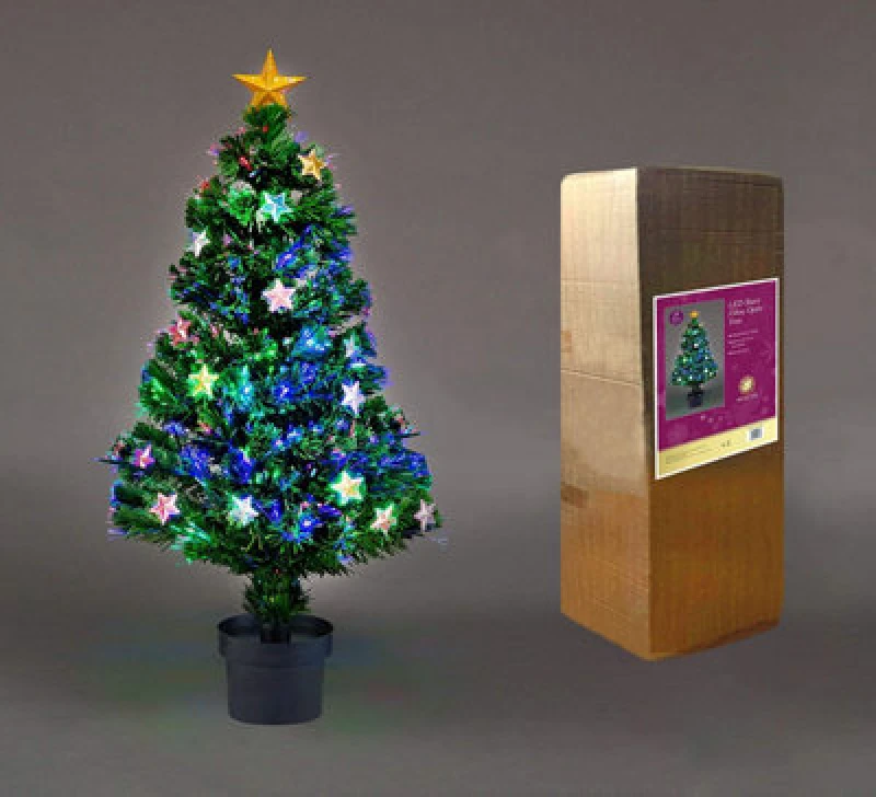 Image of Shatchi 2ft/60Cm Stars Fibre Optic Christmas Tree LED Pre-Lit