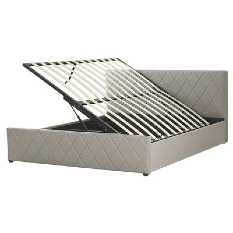Image of Beliani Ottoman Bed Faux Leather Rochefort 160 X 200 Cm (Eu King Size) Taupe