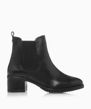 Image of Dune Black Leather 'Poste' Mid Block Heel Chelsea Boots - 3