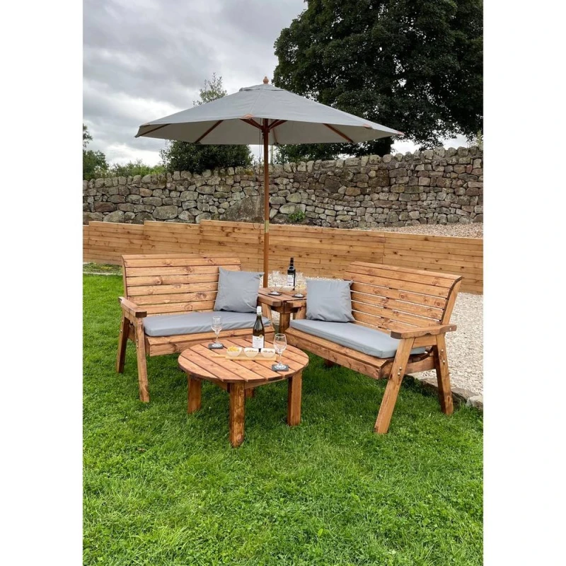 Image of Charles Taylor Four Seater Balmoral Corner Set C/w Round Coffee - L190 X W178 X H98cm - Grey