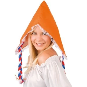 Image of Adult Hat With Hair (White/Orange)