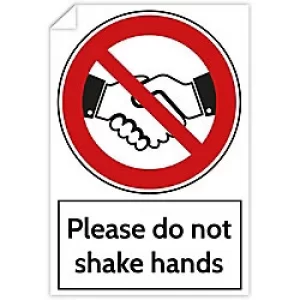 Image of Trodat Health and Safety Sticker Please do not shake hands PVC 20 x 30cm Pack of 3