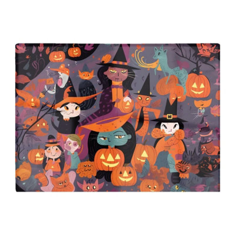 Image of Warren Reed Designer Colorful Illustration Of Witches Glass Chopping Board