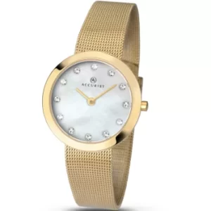 Image of Ladies Accurist Womens Gold Plated Mesh Bracelet MOP Dial Watch