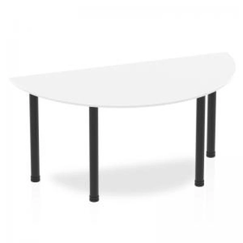 Image of Dynamic Impulse 1600mm Semi Circle Table White Top Black Post Leg BF00389